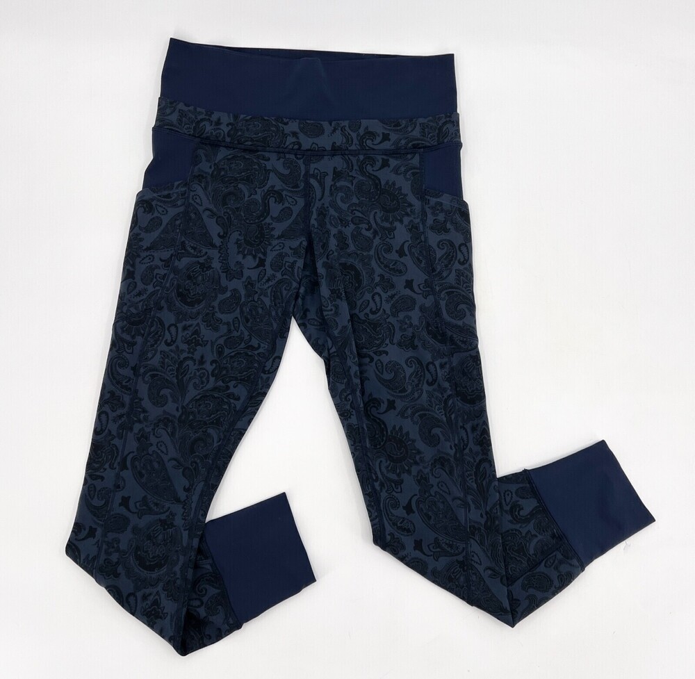 Lululemon Leggings Womens  Blue Paisley Pockets Cuff Bottom Jogger Active